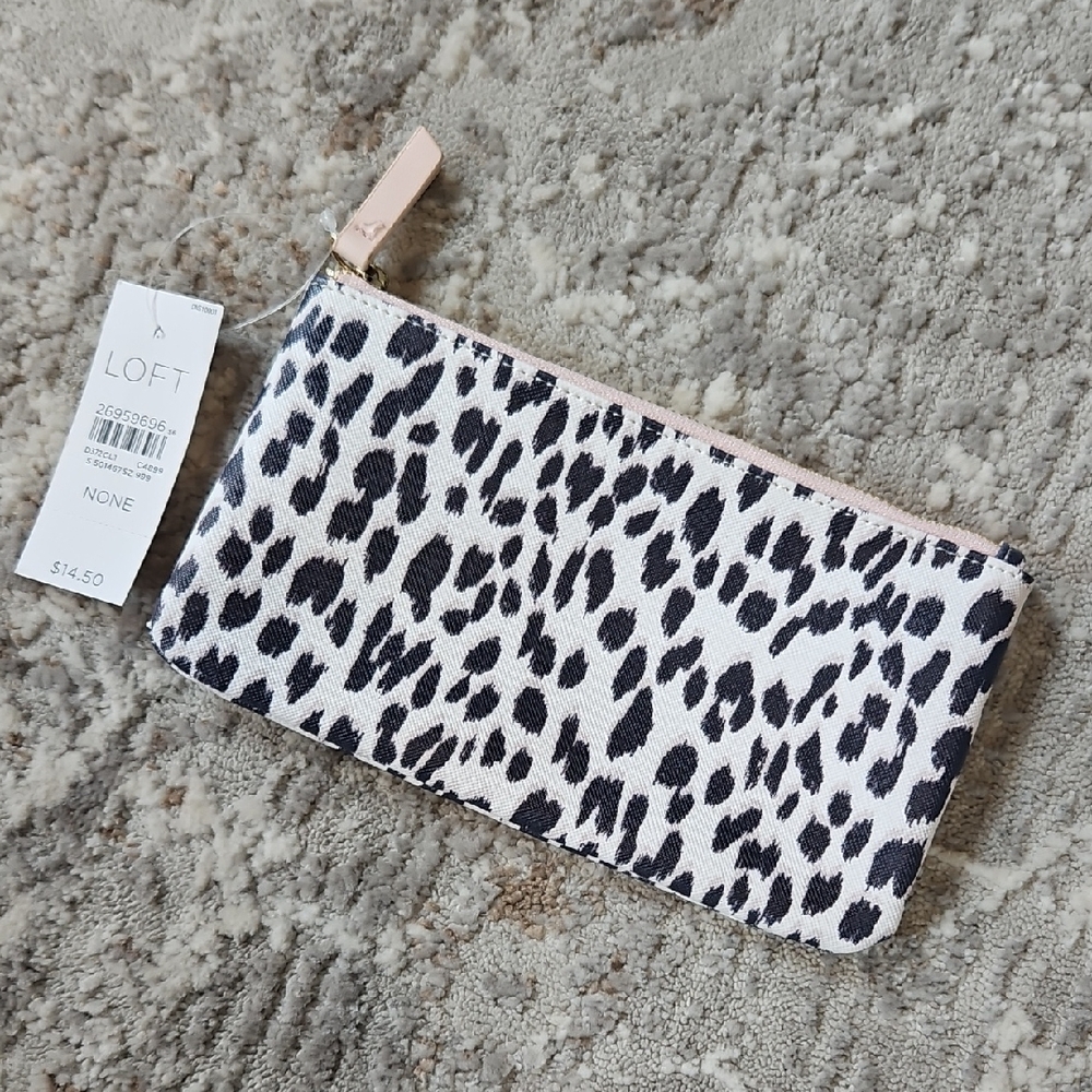 LOFT Animal Print Pouch in Black and White